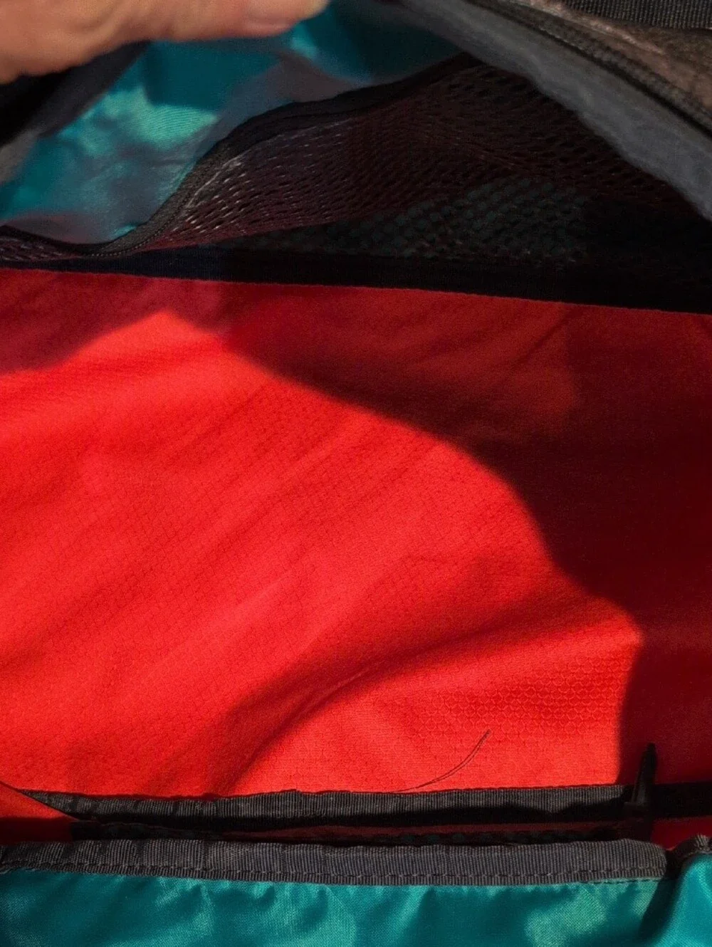 Adidas Squad 3 Red and Gray Duffel Bag with Teal Accent
